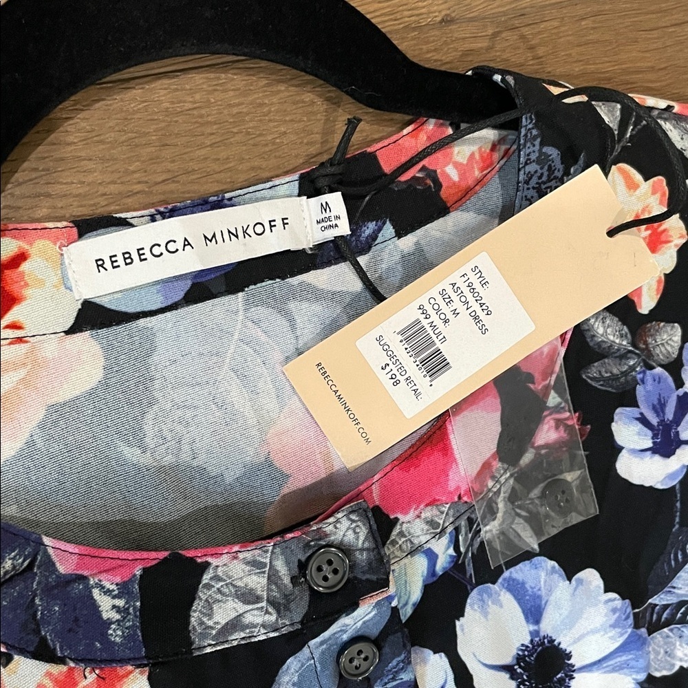 Rebecca Minkoff Womens Aston Floral Print Button Front Party Mini Dress NWT Sz M - Picture 13 of 16